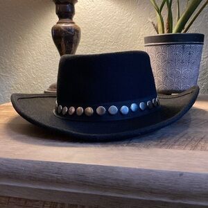 Vintage Bollman Doeskin 100% Wool Hat Black w/ Silver Studs